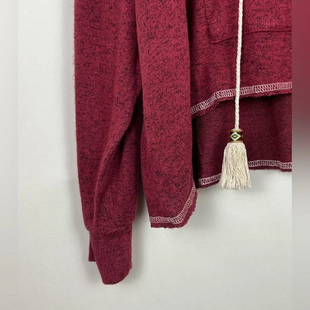 Earthbound sweater hoodie drawstrings burgundy Sz M - Picture 3 of 8